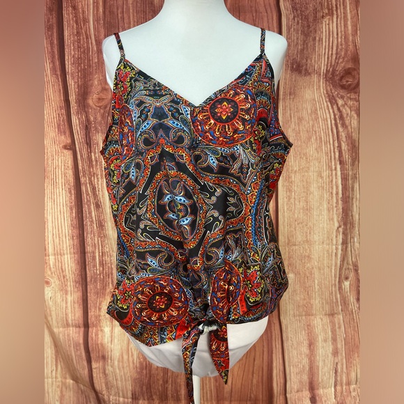 Cupshe Tops - Cupshe multi colored adjustable straps tie in front tank top blouse women’s L